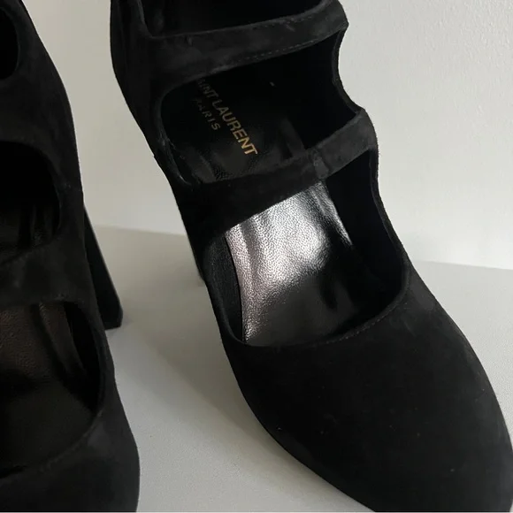 Saint Laurent black suede cut out cage Joplin 105 knee high boots - Picture 6 of 16